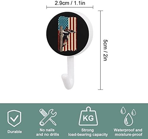 Lineman Amerikan Bayrağı Duvar Kanca Yuvarlak Plastik Kanca Dayanıklı Yapışkanlı Kanca Mutfak Banyo için 10 Paket
