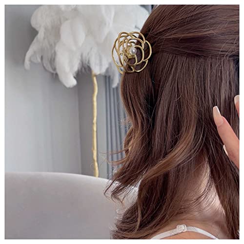 Iaceble Boho Gül Çiçek Saç pençe klipsleri Mini İnci saç tokası Metal Çiçek Saç Pençe Barrette Minimalist Altın Pençe