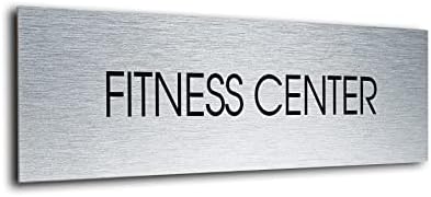 Fitness Merkezi Kapı İşareti - Modern Fırçalanmış Metal Kapı İşareti. Ofis Kapısı işaretleri. Pas ve Bakım Gerektirmez.