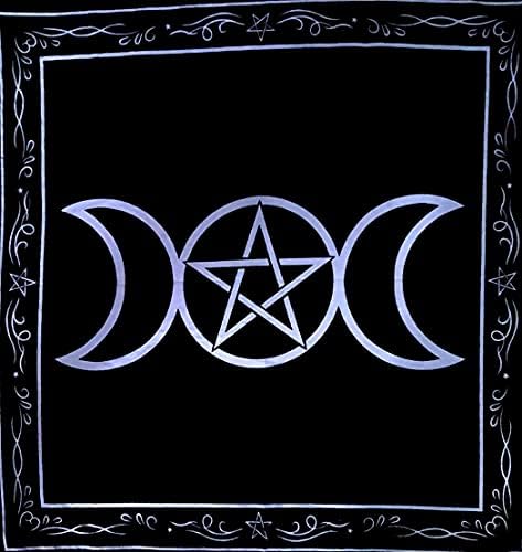 Sunak Tarot bezi: Pentagram bez dokunaçlı üçlü tanrıça Pegan Triquetra pazen güneş ay masa örtüsü Büyücülük adam