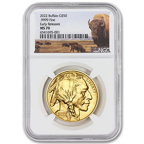 2022 1 oz Gold Buffalo MS-70 (MS70 - Erken Sürümler - Bizon Etiketi) Mint State Gold tarafından 50 $ Mint State NGC