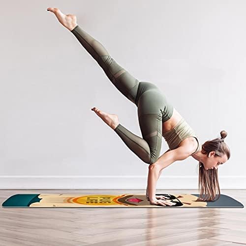 Kalın Kaymaz Egzersiz ve Fitness 1/4 yoga mat Gri Pug Hayvan Baskı Yoga Pilates ve Zemin Fitness Egzersiz (61x183cm)