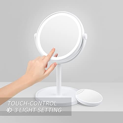 Işıklı ve Büyütmeli Makyaj Aynası, Led Işıklı ve Dokunmatik Kontrollü Makyaj Aynası, 360 ° Ayarlanabilir Görüş Açısı