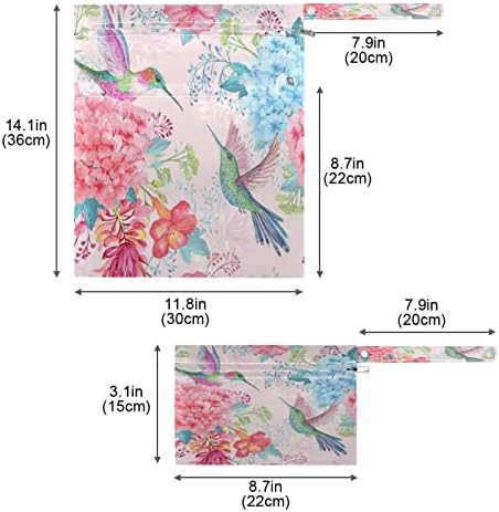 Kigai Çiçekler Sinek kuşları Bez Bebek bezi için su geçirmez ıslak çanta Yıkanabilir kullanımlık ıslak kuru Çantalar