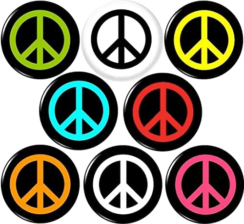 Barış Işaretleri 8 Yeni 1 inç (25mm) Düğmeler pimleri Rozetleri Dünya Aşk savaş Karşıtı hiçbir Hippi Woodstock …