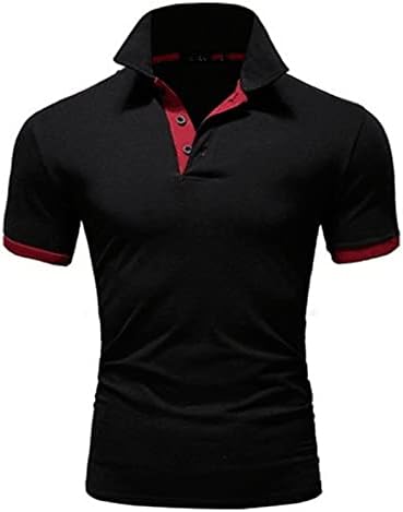 RTRDE erkek Gömlek Kısa Kollu Erkek Kısa Casual Slim Fit Gömlek Kontrast Renk Patchwork T-Shirt polo gömlekler