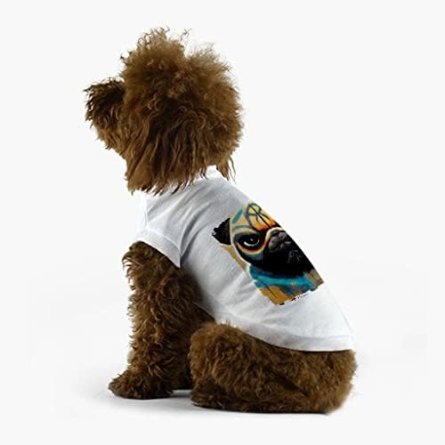 Pug Köpek Yüz Köpek T-Shirt-Graffiti Baskı Köpek Gömlek-Köpek Sanat Köpek Giyim-Beyaz, L