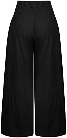 lcepcy Bayan Geniş Bacak plaj pantolonları Yüksek Belli Pilili günlük pantolon Hafif Rahat Gevşek Gevşek Cepler ile
