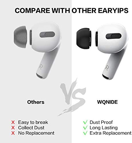 [4-Pair] Airpods için Pro Kulak İpuçları (Silikon), WQNIDE Kaymaz Yumuşak Silikon Airpods Pro Yedek Kulak İpuçları