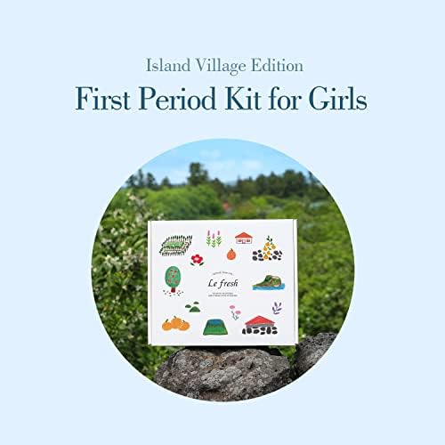 Kızlar için Lefresh First Period Hepsi Bir Arada Kit: Island Village Edition-Vegan, Organik, Kokusuz, Uzun Külot